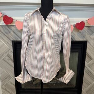Lauren‎ Ralph Lauren Classic Striped Button-Down Shirt Red Navy White Medium